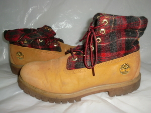 ★Timberland×WOOLRICH ロールトップブーツ US 8.5W ティンバーランド×ウールリッチ 73572 ROLLTOP BOOTS レザー×テキスタイル