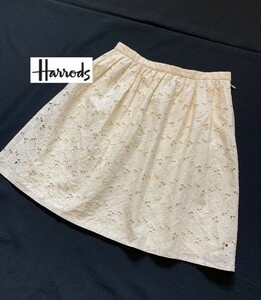 Harrods 【ハロッズ】 クリーム色 フラワーモチーフ スカート サイズ1
