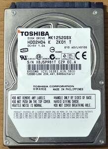 TOSHIBA MK1252GSX [120GB 2.5インチ 9.5mm SATA HDD 2010年製 使用時間 9962H (Cristal DiscInfo 正常) (管:KH200