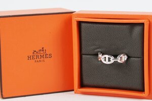 【美品】HERMES エルメス シルバー シェーヌダンクル リング 指輪 925 ブランドアクセサリー 58 18号 小物 雑貨【RS37】