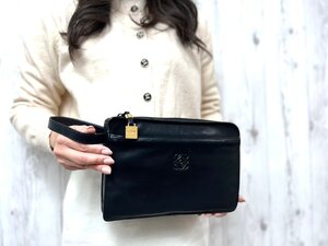 極美品 LOEWE ロエベ アナグラム セカンドバッグ ハンドバッグ バッグ レザー 黒 メンズ 79357