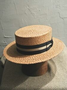 30s Vintage stetson boater hat 1/8 57cm ヴィンテージ ステットソン ボーターハット カンカン帽 ストライプ ストロー 麦わら帽子 50s 40s