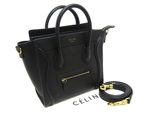 KD2352-144168◆未使用売切り【CELINE セリーヌ】ラゲージ ナノショッパー・2wayハンドバック◆ショルダー レザー 黒 ブラック