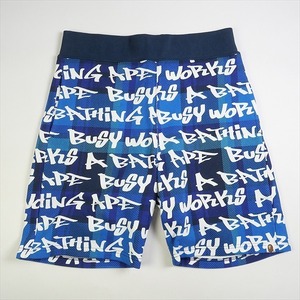 A BATHING APE ア ベイシング エイプ GRAFFITI CHECK SWEAT SHORTS BLUE スウェットショーツ 青 Size 【L】 【新古品・未使用品】 20772596