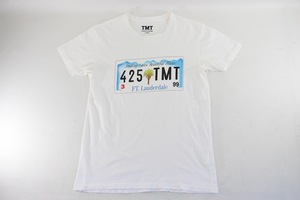 TMT Tシャツ L ホワイト 白 プリント tee 半袖 s/s 日本製 ナンバープレート 425TMT ティーエムティー