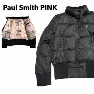 Paul Smith PINK ポールスミス うさぎワッペン ダウンジャケット 裏地ピンク 総柄 レディース