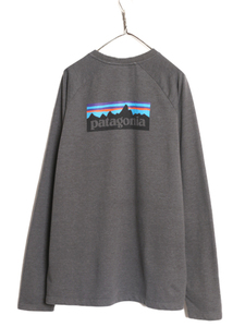 18年製 パタゴニア ロゴ 両面 プリント ライトウェイト スウェット メンズ XXL 古着 Patagonia 長袖 Tシャツ ロンT P6 バックプリント 薄手