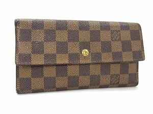 1円 LOUIS VUITTON ルイヴィトン N61215 ダミエ ポルトトレゾール インターナショナル 三つ折り 長財布 ウォレット ブラウン系 FA9527