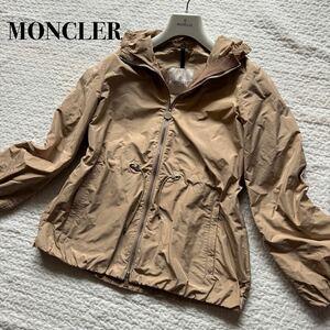 美品モンクレール MONCLER ナイロンジャケット ライトジャケット フード付き ジップアップ サイズ1ベージュSOLE