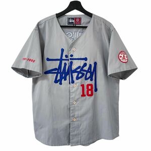 ■激レア 菅田将暉着用■18周年 90s OLD STUSSY ベースボールシャツ M L相当 オールド ステューシー コットン地 ビンテージ