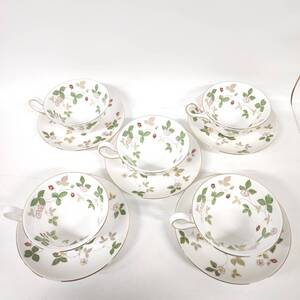 1円~【5客】ウェッジウッド WEDGWOOD ワイルドストロベリー WILD STRAWBERRY カップ＆ソーサー まとめ売り 洋食器 同梱不可 J102398