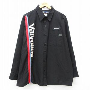 XL/古着 長袖 ワーク シャツ メンズ Valvoline 大きいサイズ 黒 ブラック 24sep05 中古 トップス