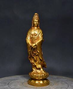 【吉】仏教聖品 古銅純度の高い金高レリーフ彫刻 観音 極珍 極美sz0330