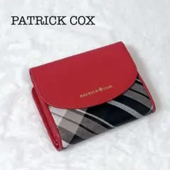 [極美品】PATRICK COX パトリックコックス 二つ折り財布 赤×チェック