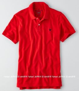 〓SALE!! ラス２!! アメリカンイーグル/US L/AE Solid Pique Flex ポロ/Marrakech Red