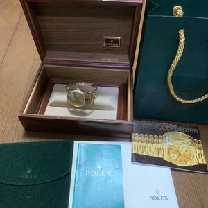 正規 国際保証OH済み ROLEX ロレックス DAY-DATE デイデイト 18038 K18 YG 専用箱 冊子付 金無垢 サファイアクリスタル 10P ダイヤモンド