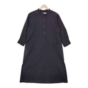 4-1123T♪MHL. COTTON WOOL TWILL 定価35000円 595-0258508 サイズ2 シャツ ワンピース ネイビー エムエイチエル 252281