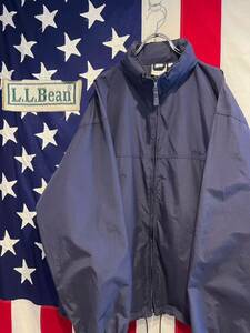 ★80s★台湾製★L.L.Bean★エルエルビーン★フード内蔵★筆記体ロゴ★ナイロンジャケット★ネイビー★紺★XLサイズ★ヴィンテージ★L643★