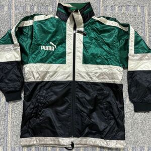 【新品 タグ付】プーマ（PUMA）長袖ジャージ　ジュニア 150サイズ　黒×緑×白×銀　上着　トレーニングウェア ナイロンジャケット