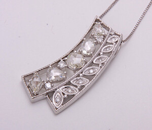 《質屋出品》k18WG/Pt900★天然ダイアモンド1.59ct＋0.18ctネックレス★C-5420