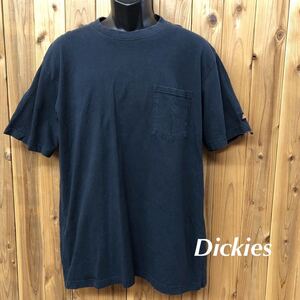 Dickies /ディッキーズ /メンズL 半袖Tシャツ ポケットTシャツ トップス ネイビー 無地 ワーク USED アメカジ 古着