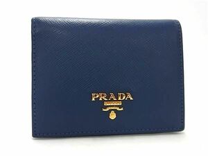 1円 ■極美品■ PRADA プラダ サフィアーノレザー 二つ折り 財布 ウォレット 札入れ 小銭入れ カード入れ レディース ネイビー系 BL1308