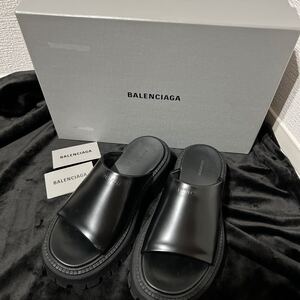 新品 BALENCIAGA バレンシアガ サンダル ブラック 黒 37 レザー 22SS Tractor Sandal トラクターサンダル レディース メンズ 靴 本革