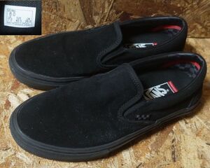 良品 VANS 本革スエード スリッポン US8 黒　バンズ　ヴァンズ　SLIPON