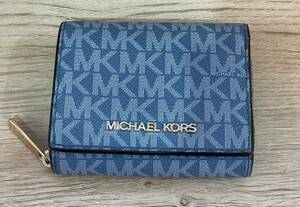 得価；【財布・ミニ財布】MICHAEL KORS　現状お渡し　現品限り　2つ折り財布　コンパクトジップ　ミニ財布　BLU　かわいい　