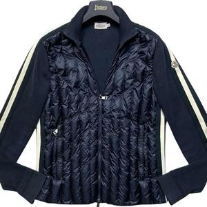 美品 MONCLER モンクレール ハイブリッド 切替 ダウンジャケット Wジップ ブルゾン サイドライン ロゴ MAGLIA TRICOT CARDIGAN マグリア