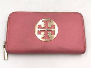 【TORY BURCH】長財布 サイフ ロゴ トリーバーチ ピンク 桃色 レザー ゴールド金具