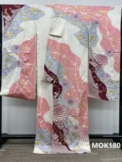 振袖 仮絵羽 滝泰 絞り 金彩 刺繍 紋意匠 正絹 未仕立て品 八掛付き