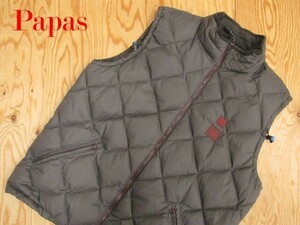 ★パパス Papas★ワンポイントロゴ メンズ キルティングダウンベスト★R61117019A