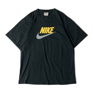 90s NIKE ビッグ スウォッシュ ロゴ プリント 半袖 Tシャツ M 黒 / 90年代 オールド ナイキ ブラック