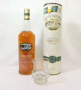 1000円スタート 酒 SCOTCH WHISKY BOWMORE ISLAY SINGLE MALT 12年 カモメラベル 1000ml 43％ ボウモア アイラ 未開栓 箱付 WHO △酒V528