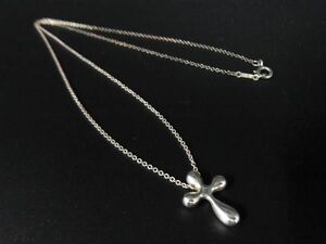 1円 ■美品■ TIFFANY＆Co ティファニー エルサペレッティ スモールクロス SV925 ネックレス ペンダント アクセサリー シルバー系 AS9290