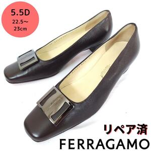 良品フェラガモ【Ferragamo】ヴァラプレート パンプス