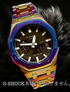 G-SHOCK GA-2100用　ベゼル　カバー　セット メタル カシオーク カスタム Gショック　オーロラゴールドベースモデル