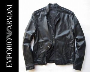 ◆本物◆EMPORIO ARMANI◆ラムレザーライダースジャケット ブラック52