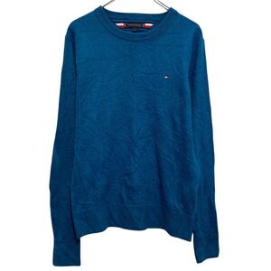 TOMMY HILFIGER ニット セーター トミーフィルフィガー M ブルー レディース クルーネック 古着卸 アメリカ仕入 a611-7451