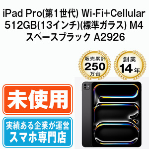 新品 iPadPro 512GB(13インチ)(標準ガラス) M4 スペースブラック A2926 Wi-Fi+Cellular 13インチ 第1世代 本体 未使用品 SIMフリー