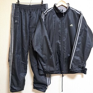 【adidas】アディダス セットアップジャージ ブラック 黒 シルバー 上下セット ライン アウトドア トレーニング メンズ サイズXL/Y5761HH