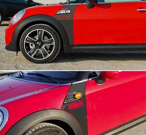 MINI R56 ハッチバック カーボンファイバーステッカー2枚セット/種類選択可