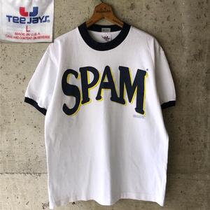 XZ175 90s スパム spam Tシャツ 企業 リンガー ハム USA製 古着 ビンテージ L サイズ TEEJAYS タグ ホワイト 色