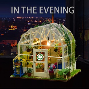 DIY温室ガーデンミニチュアドールハウスキット 家具大人キッズドールハウス木製おもちゃギフト