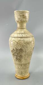 花瓶　磁州窯 飾り物　壷　花入　花器　口径6.4cm　高さ30.2cm　底径7.2cm