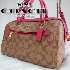 【未使用級】COACH シグネチャー サッチェルバッグ レッドアクセント PVC