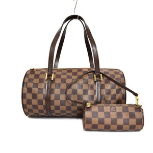 ルイヴィトン LOUIS VUITTON パピヨン30 ダミエ エベヌ ミニポーチ付き ハンドバッグ 茶 ブラウン N51303 レディース