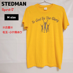 【古着/匿名配送】STEDMAN(ステッドマン) プリントTシャツ Sport-T メンズM イエロー 黄色 To God Be The Glory