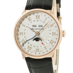 【3年保証】 ブランパン ヴィルレ コンプリートカレンダーGMT 6676-3642-55B K18RG無垢 アイボリー ムーンフェイズ 自動巻き メンズ 腕時計